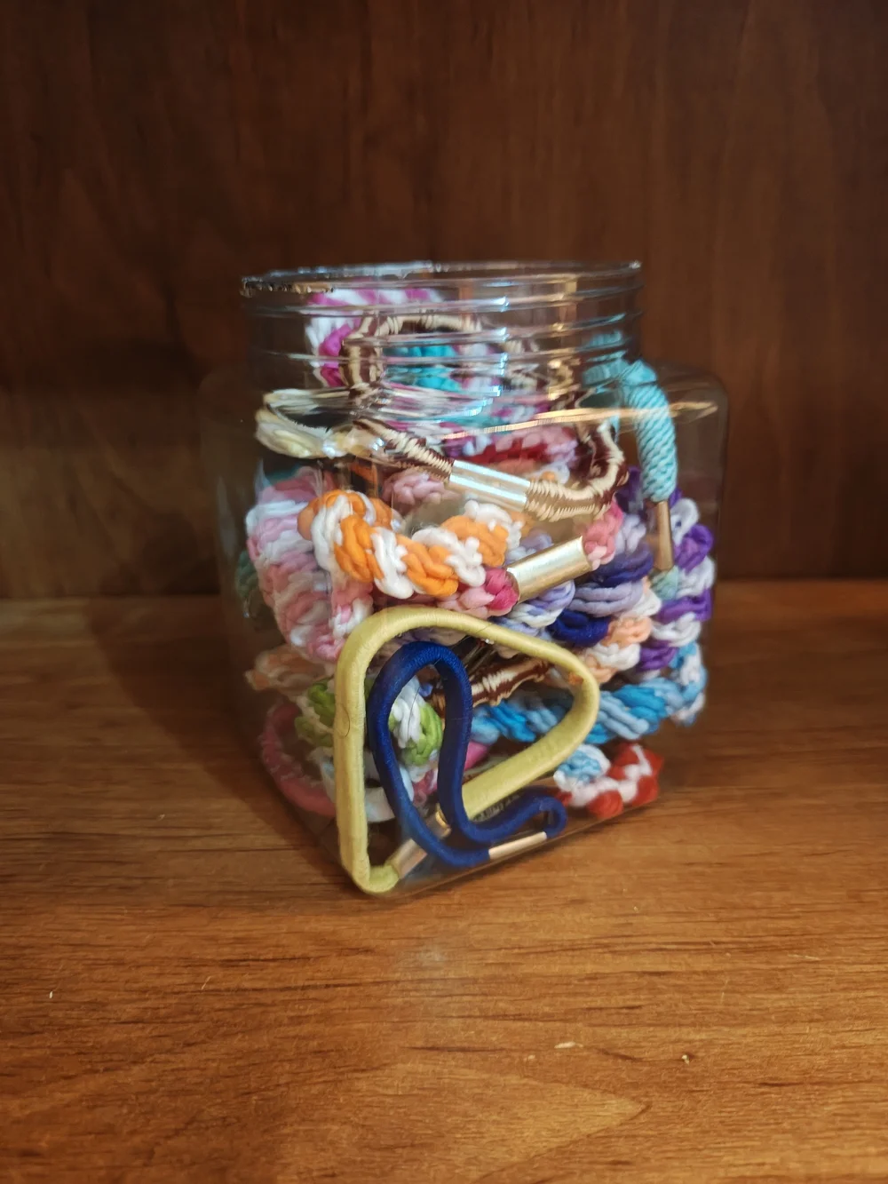 Colorful Woven Hair Ties Jar - Multicolor Braided Elastics